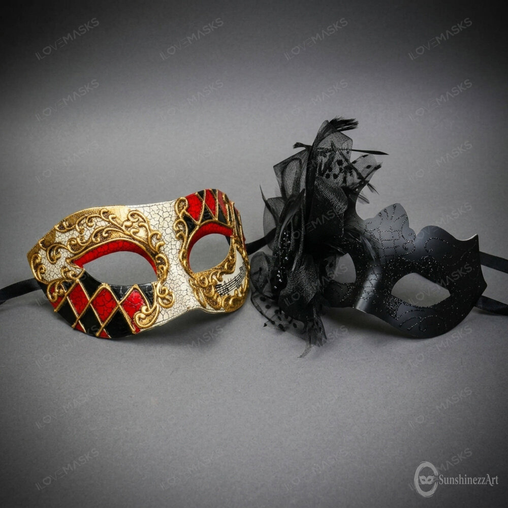 Venetian Jester Floral Masquerade Halloween Party mask